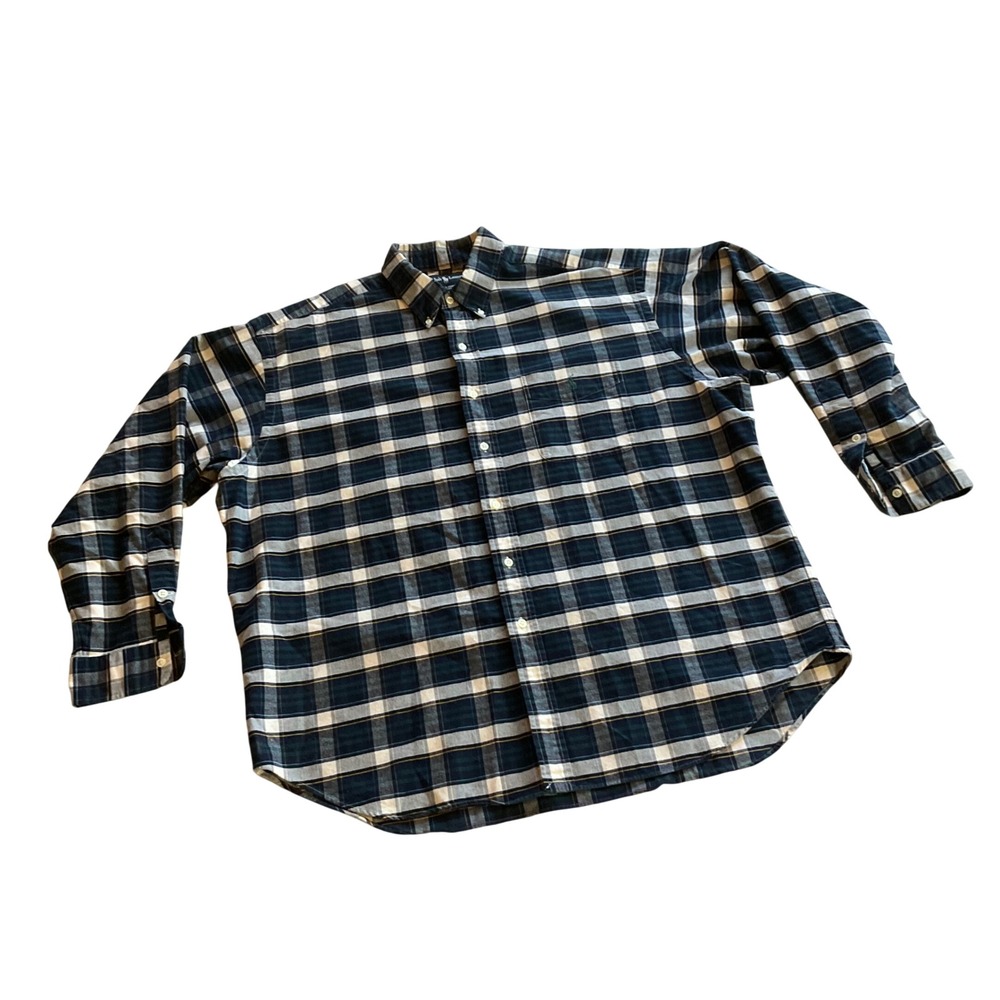 Ralph Lauren Big Shirt‎ Mens XL Blue Green Plaid Cotton Button Down Long Sleeve
